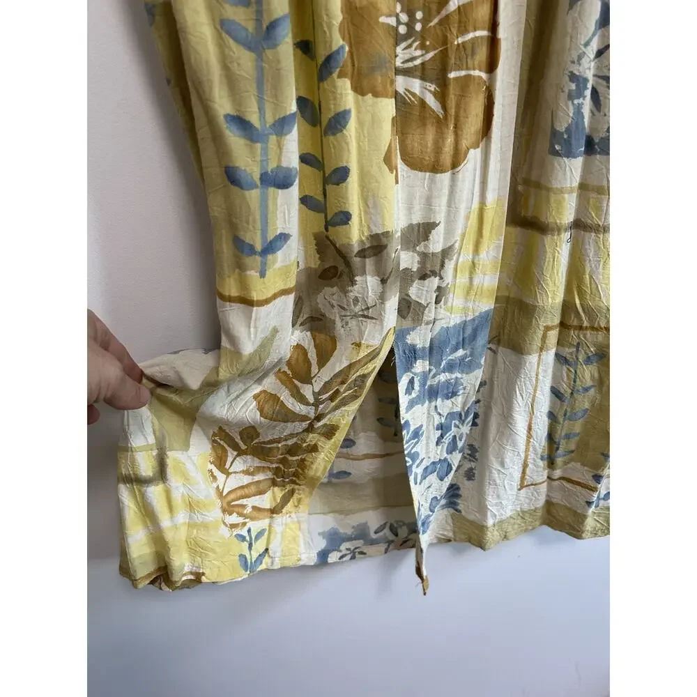 Jams World Vintage Empire waist Midi Dress Size S Yellow Hawaiian Floral - Picture 7 of 10